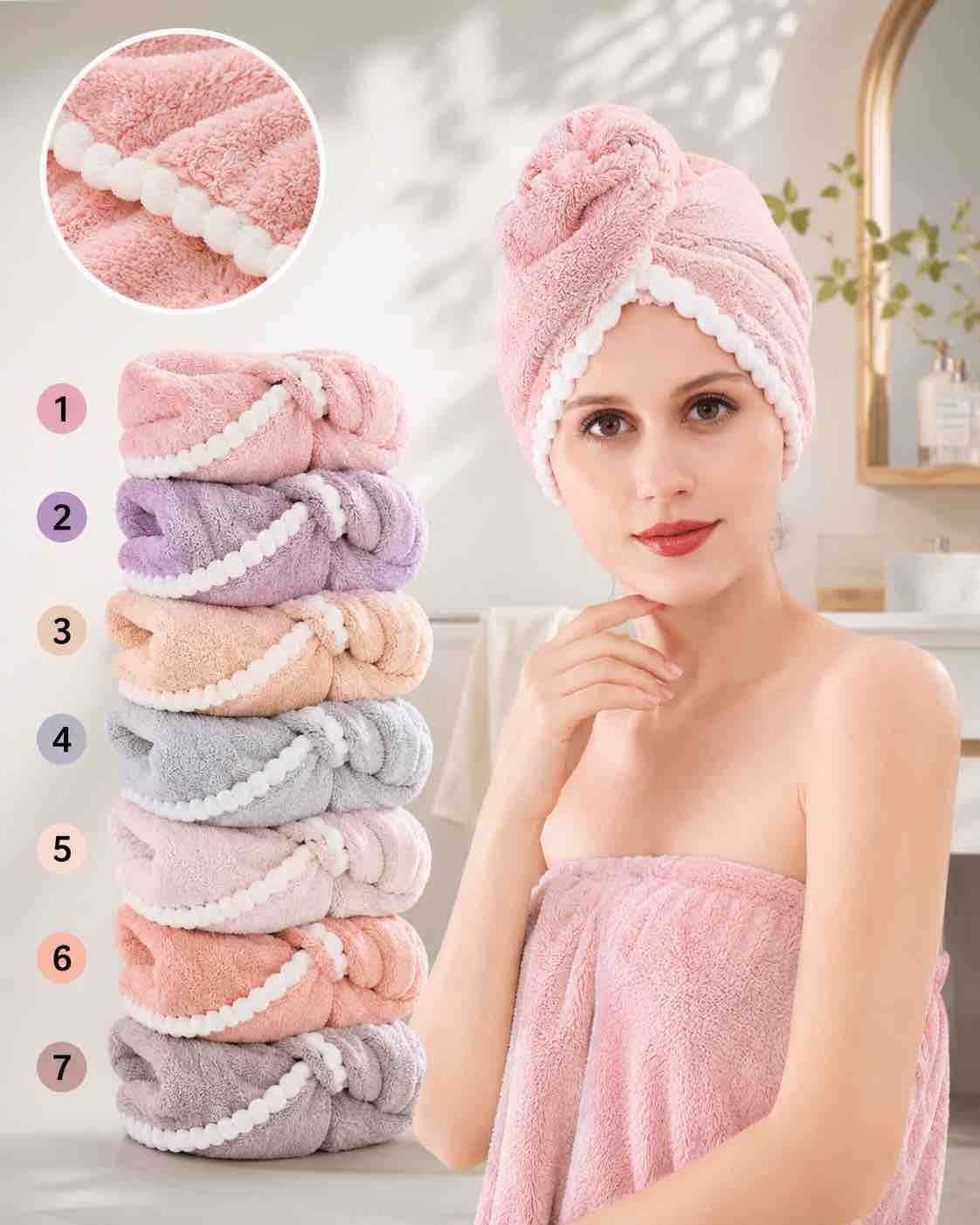 Mekana turban kapa za sušenje kose – mikrofiber (assorted)