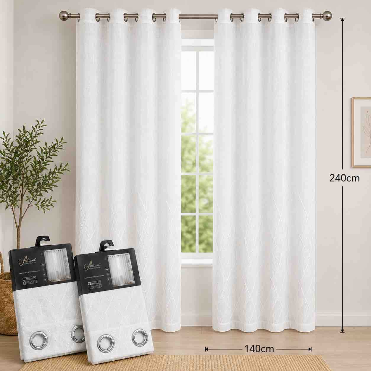 Dekorativna zavjesa s karikama 140x240 cm, bijela
