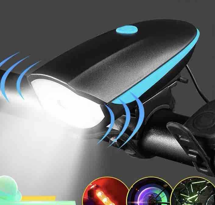 Prednja biciklistička LED lampa sa sirenom i USB punjenjem