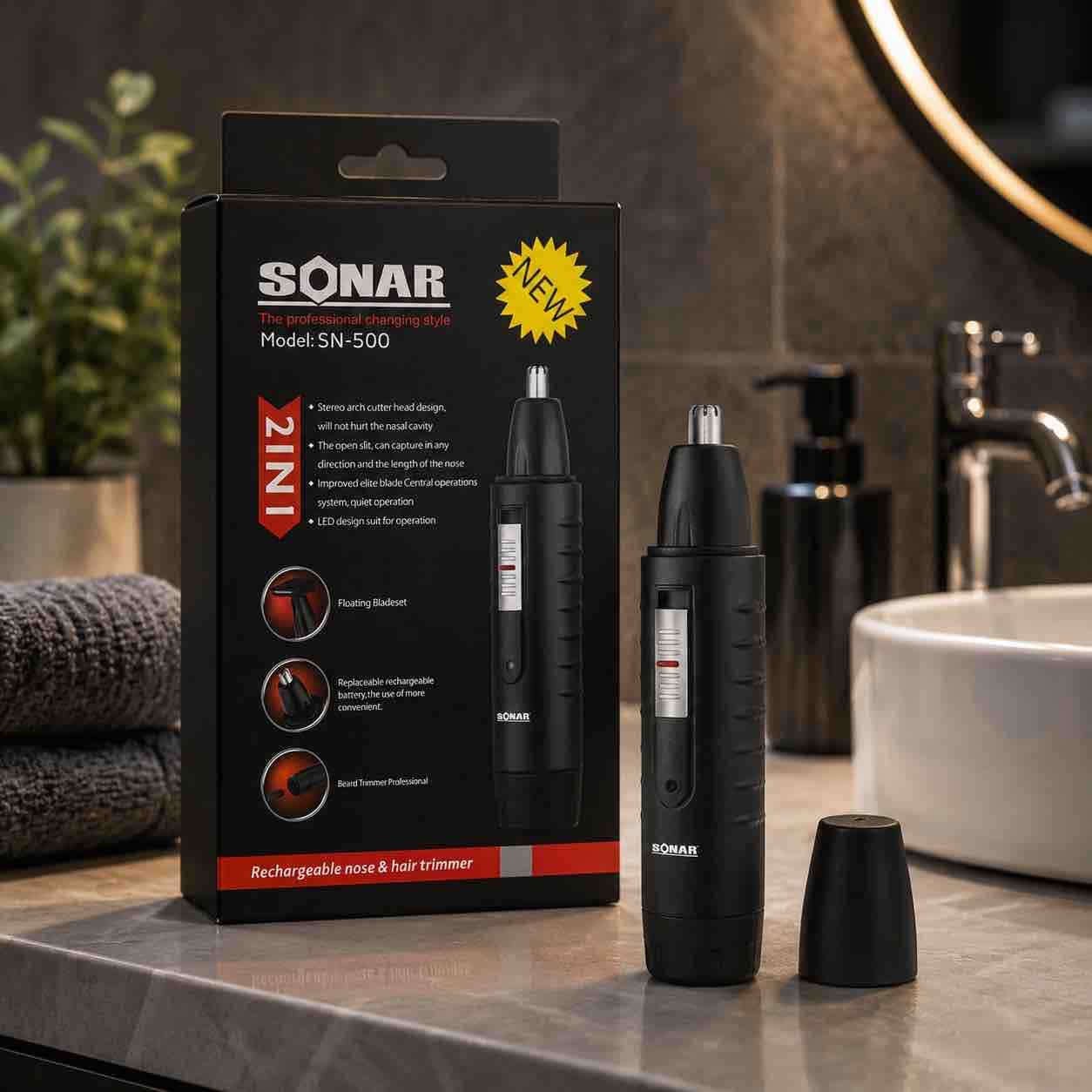 Rechargeable trimer za nos i dlačice, kompaktni (crni)