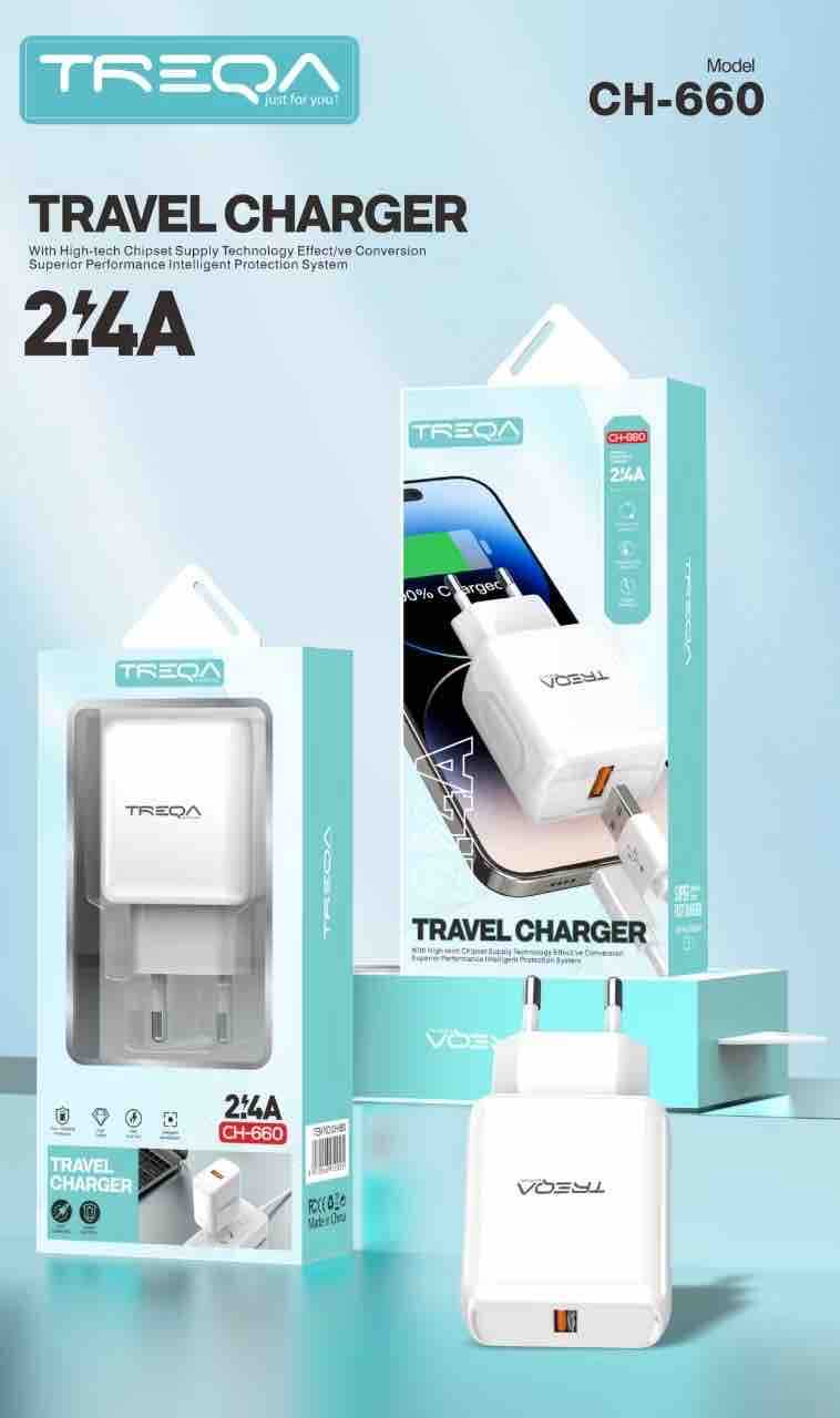 USB zidni punjač 2.4A s USB-A izlazom i Type-C kablom