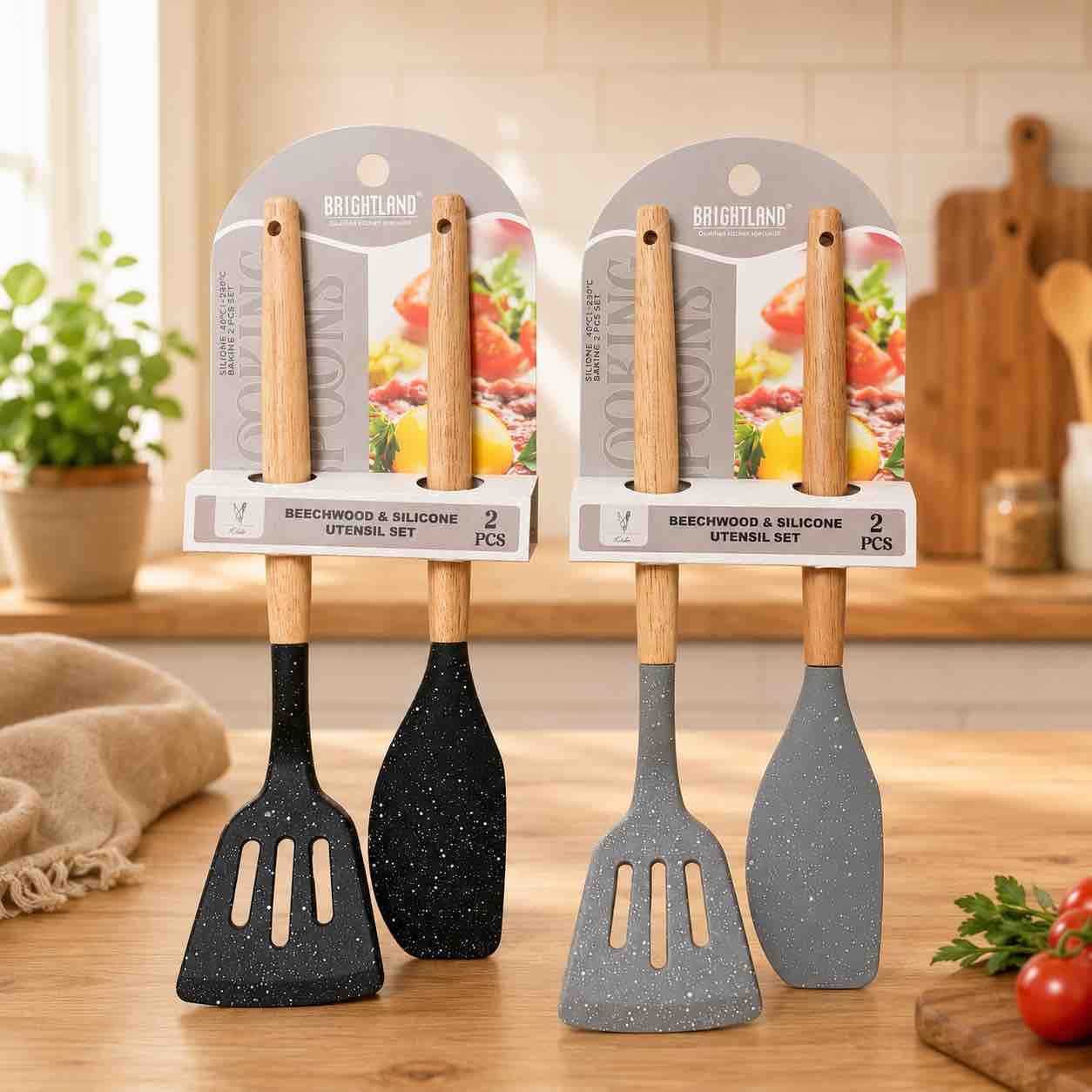 Set 2 kuhinjske spatule silikon s drvenom drškom