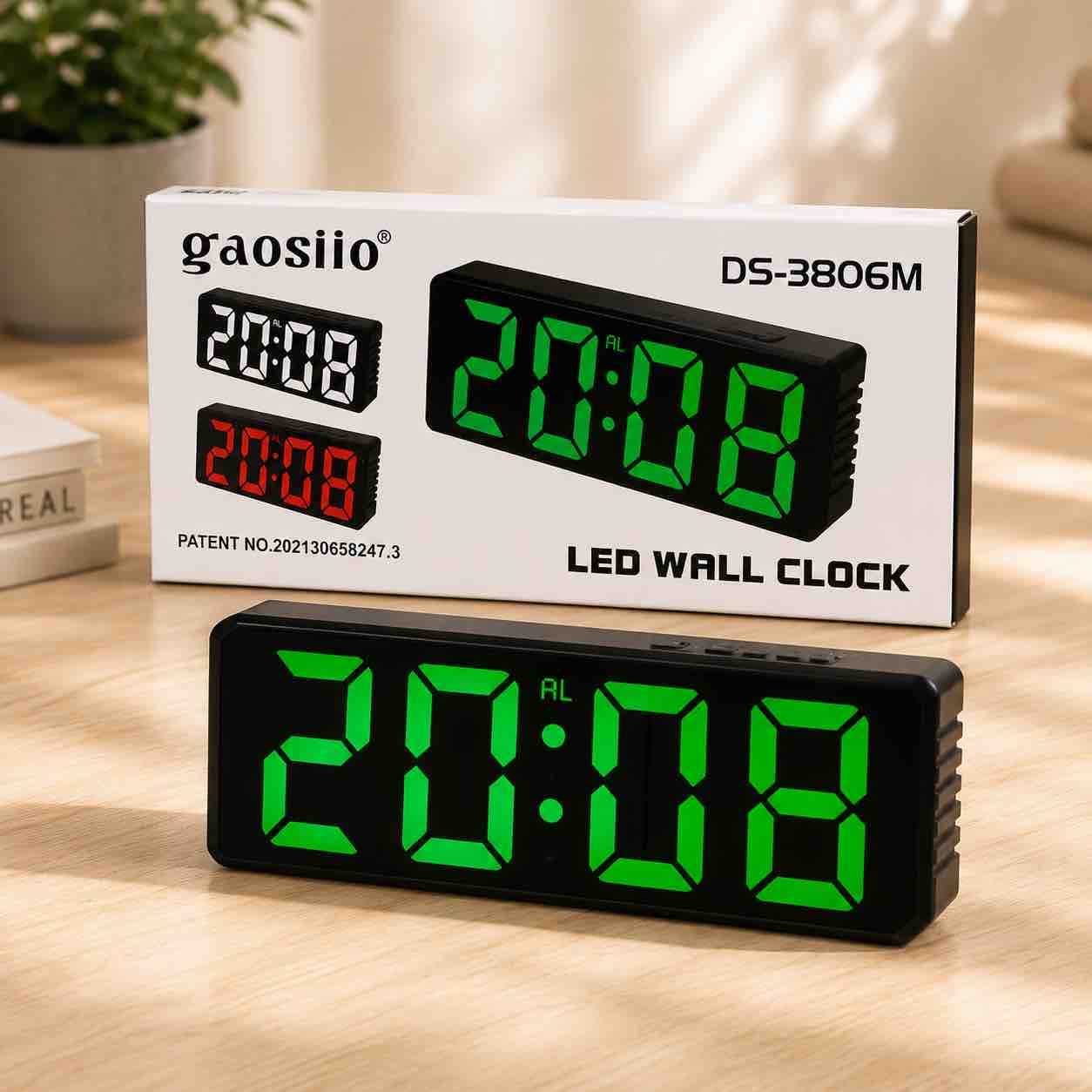 Digitalni LED sat za zid i sto — veliki zeleni prikaz