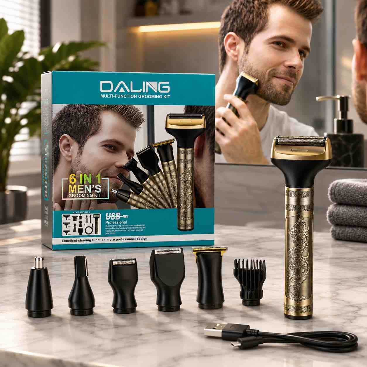Multifunkcionalni muški groomer 6u1 - brijač i trimer s USB punjenjem