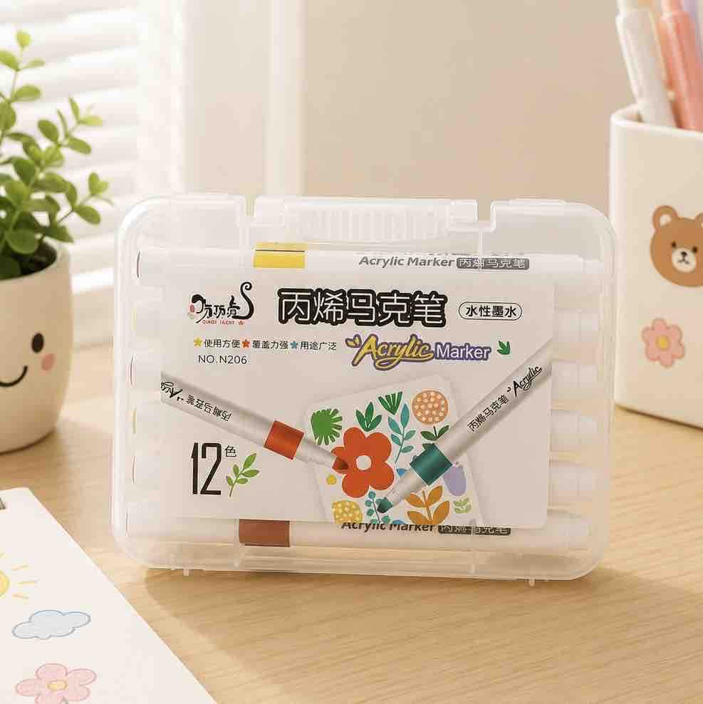 Set akrilnih markera 12 boja u plastičnoj kutiji