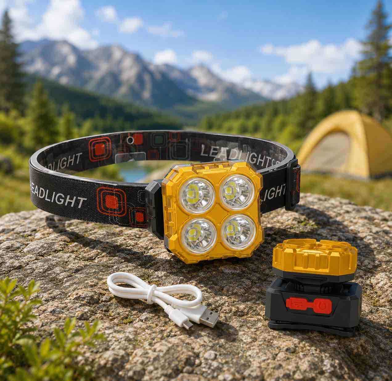 LED čeona lampa sa 4 dioda i USB punjenjem, žuta