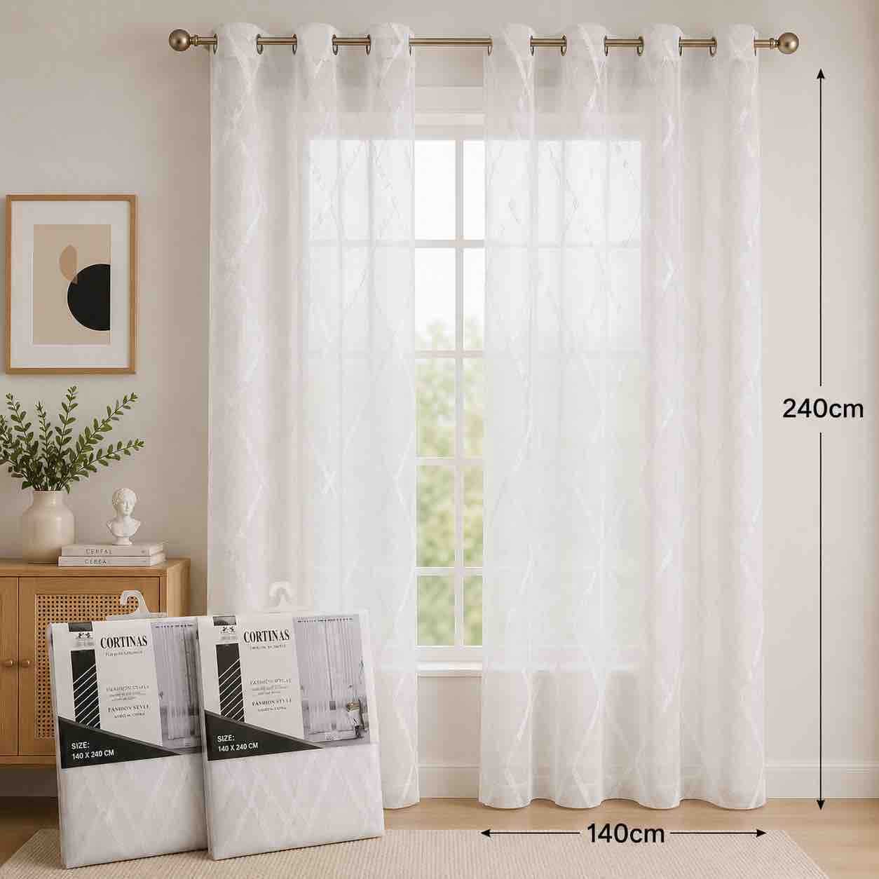 Bijela prozirna zavjesa panel s ringlama 140x240 cm