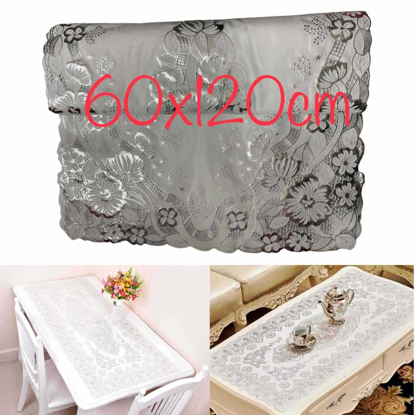 Srebrna dekorativna staza za sto 60 x 120 cm