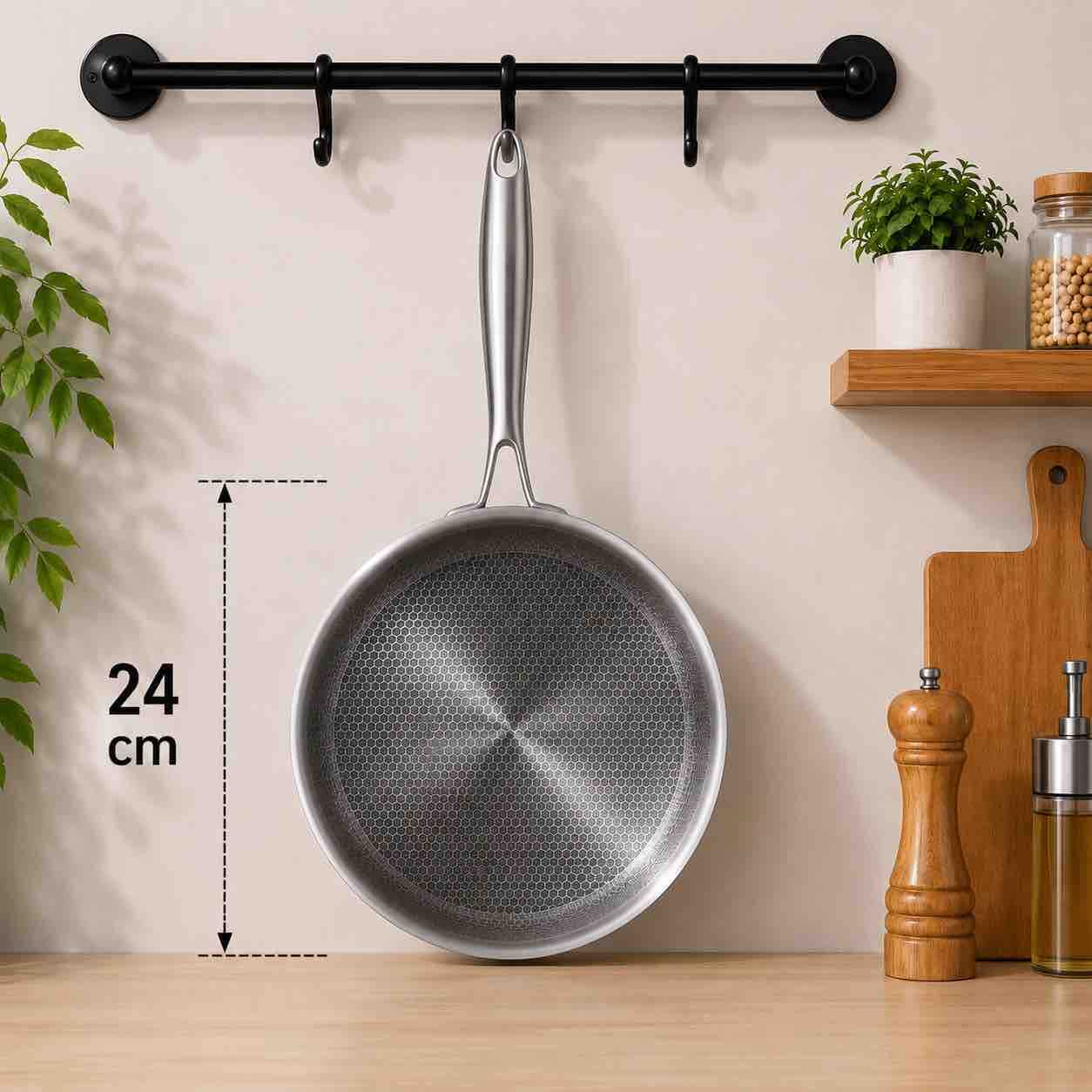 Tava za prženje 24 cm — ravno dno, heksagonalni dezen