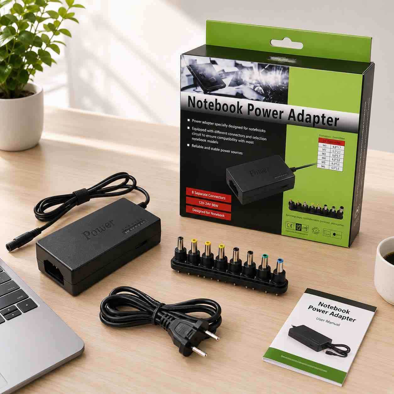 Univerzalni notebook adapter 96W (12–24V) sa zamjenjivim nastavcima