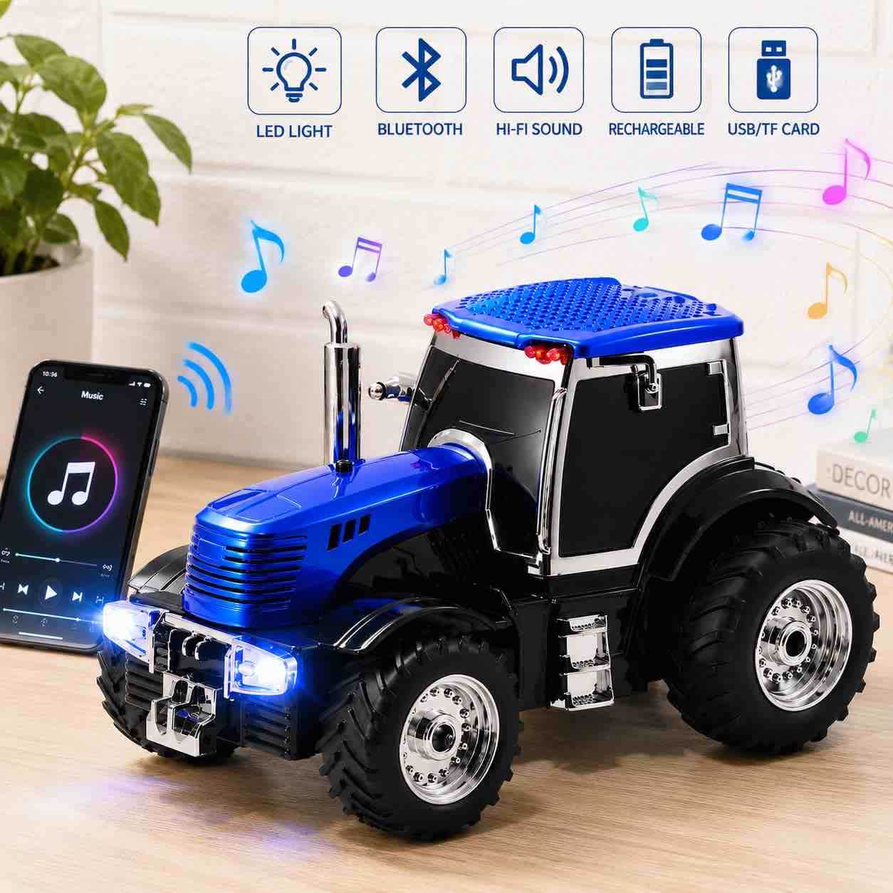 Bluetooth zvučnik u obliku traktora s LED svjetlima