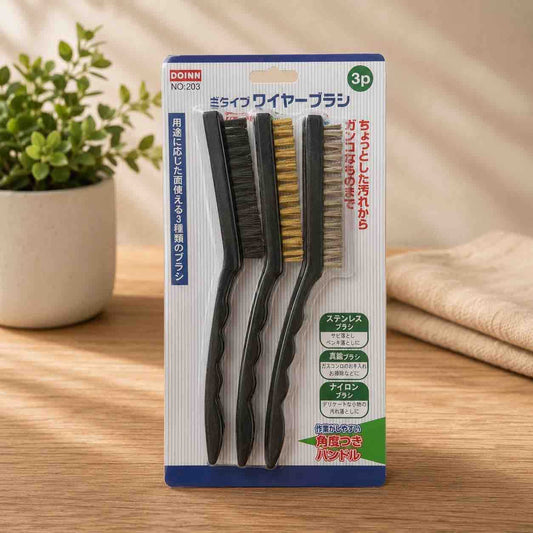 Set 3 četkice za čišćenje uglova (čelična, mesingana, najlonska)