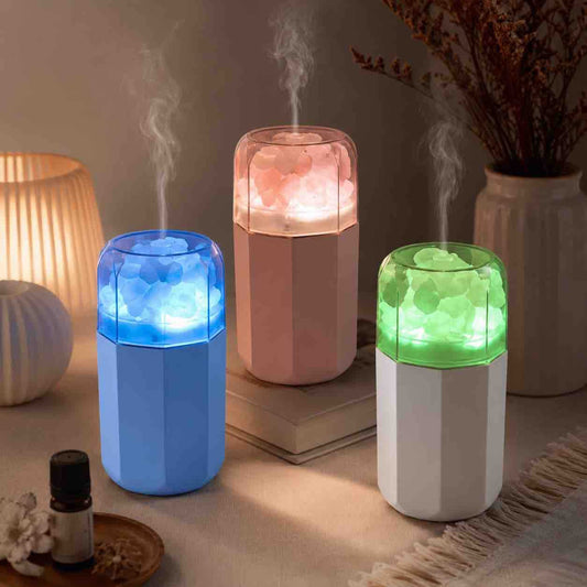 Mini USB difuzor / ovlaživač sa LED svjetlom i dekorativnim kamenčićima