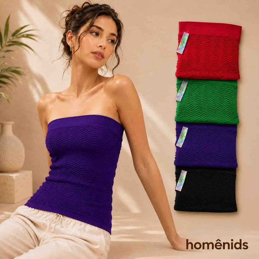 Ženski bandeau/top bez naramenica, teksturirani