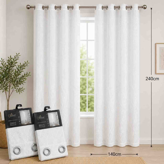 Dekorativna zavjesa s karikama 140x240 cm, bijela