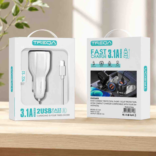 Auto punjač 2x USB (3.1A) – kompaktni punjač za upotrebu u automobilu