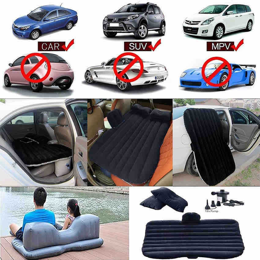 Naduvavanje auto dušeka za zadnje sjedište (crni) 70x135 cm