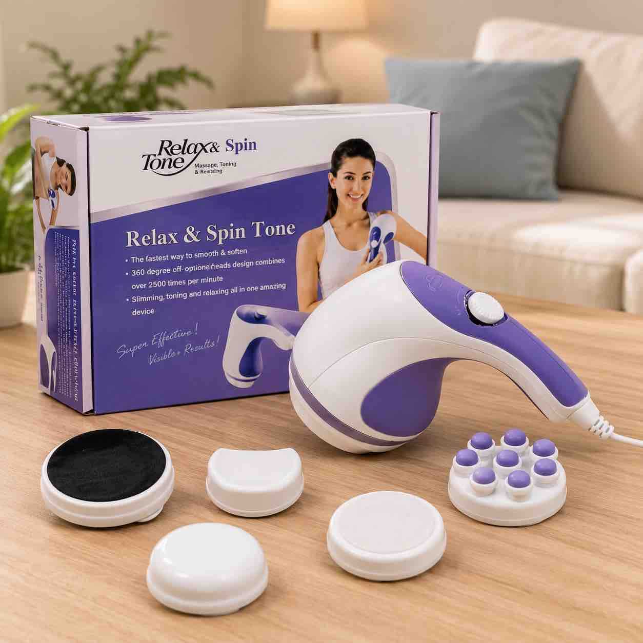 Ručni električni masažer sa 6 nastavaka — Relax & Spin stil
