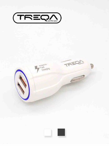 Auto punjač PD+QC s 2x USB i kablom (set bijela/crna)