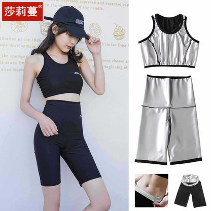 Ženski fitness set sa termo (sauna) postavom – top i high-waist šorc