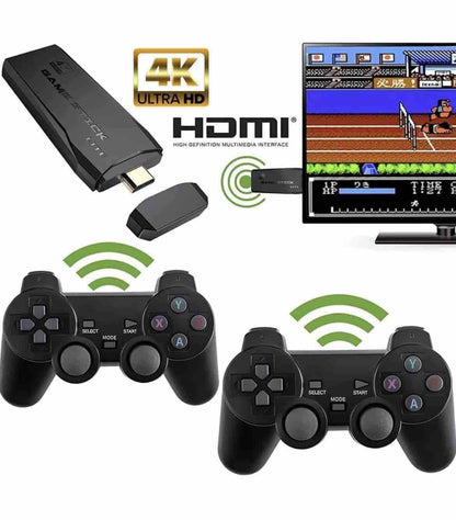 4K HDMI gaming stick 64GB sa bežičnim džojsticima — retro igre