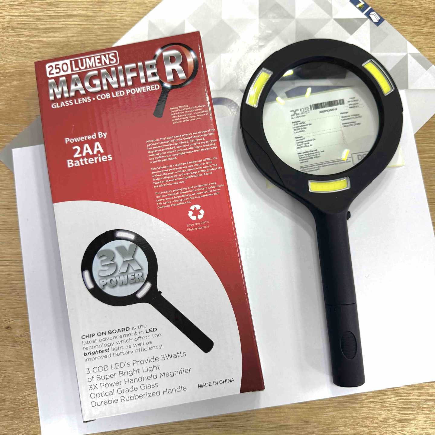Ručna lupa s LED osvjetljenjem (3 COB) – držač, 3x povećanje