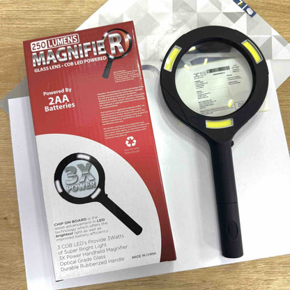 Ručna lupa s LED osvjetljenjem (3 COB) – držač, 3x povećanje
