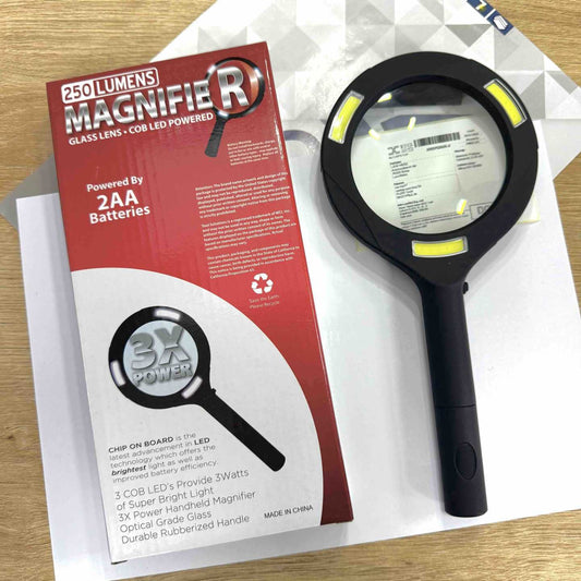 Ručna lupa s LED osvjetljenjem (3 COB) – držač, 3x povećanje