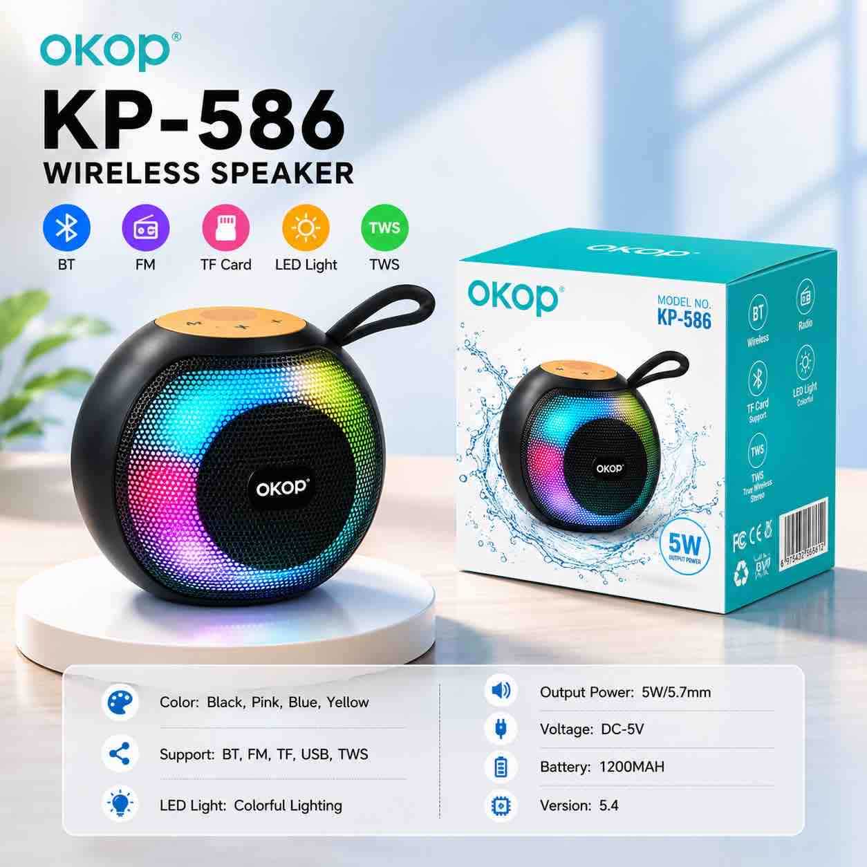 Prijenosni Bluetooth zvučnik s LED svjetlima i TWS funkcijom