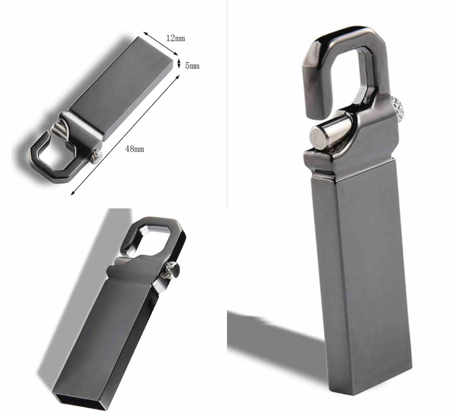 Metalni USB stick 2GB sa karabinom – kompaktni ključring