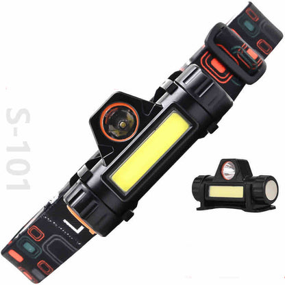 LED USB čelna lampa sa dvostrukim izvorom (COB + Q5)