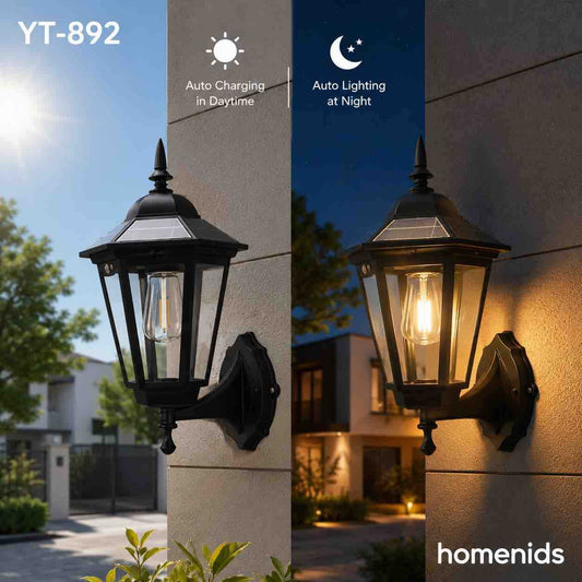 Solarna zidna lampa u klasičnom stilu, crna