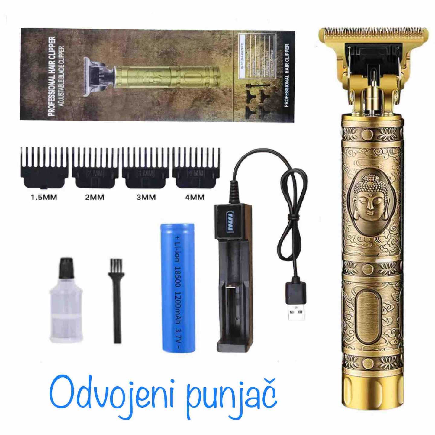 Bežični trimer za kosu i detalje s ukrašenim rukohvatom (set)