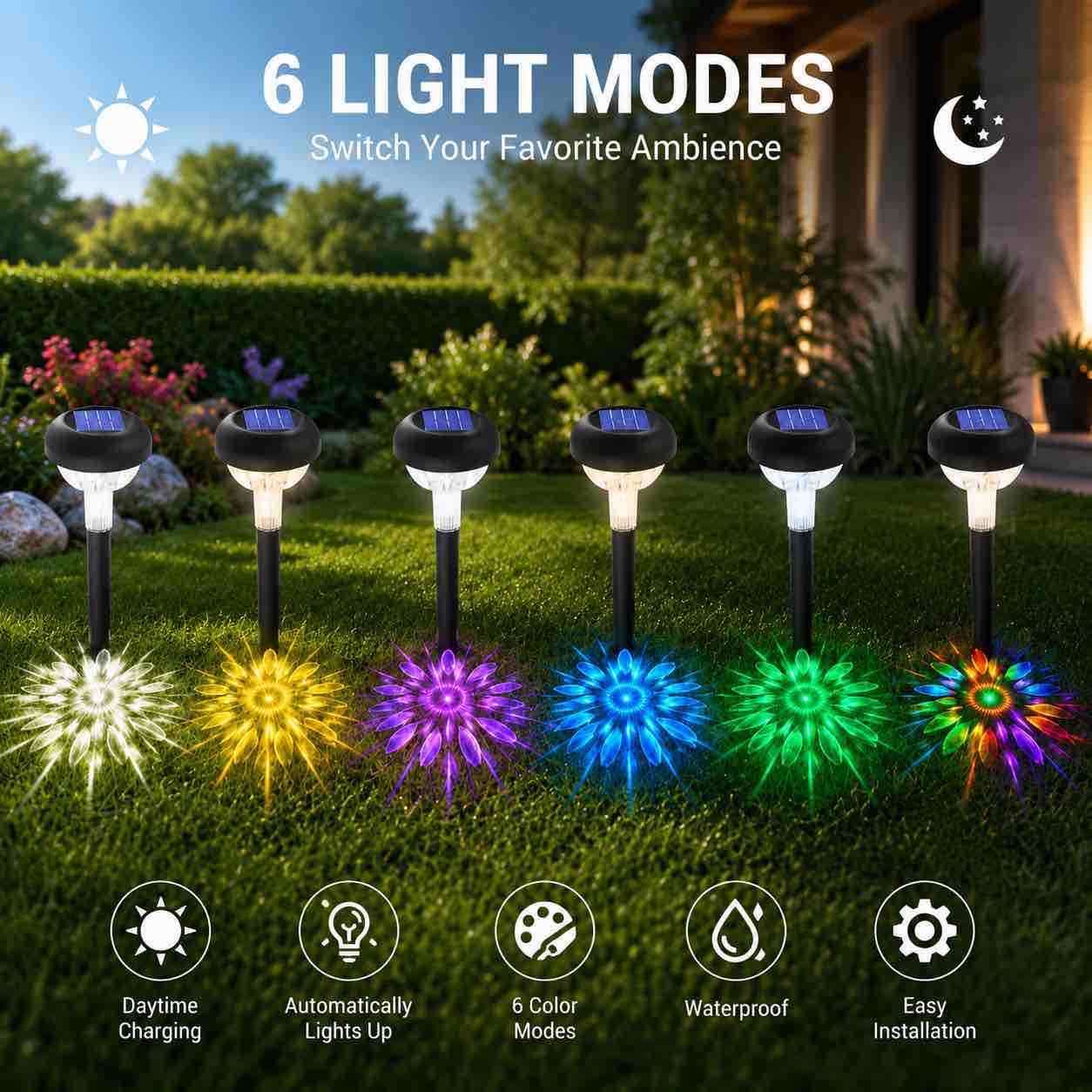 Set od 10 solarnih LED lampiona za baštu sa šarolim bojama