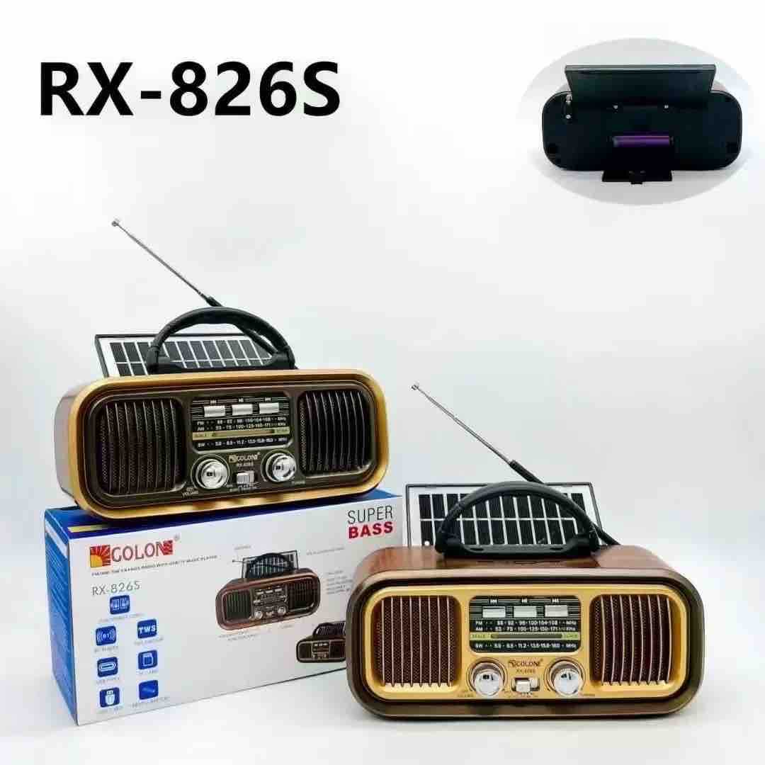 Prenosni radio retro dizajn s antenom i drvenim izgledom