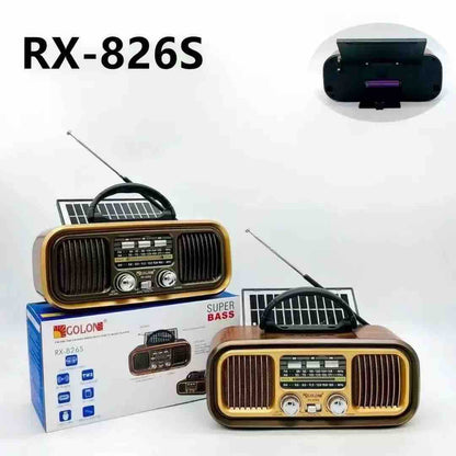 Prenosni radio retro dizajn s antenom i drvenim izgledom