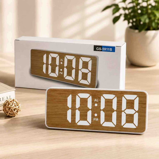 Digitalni LED alarm sat sa drvenim efektom