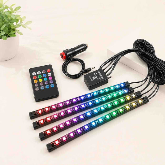 RGB LED trake za unutrašnje ambijentalno osvjetljenje automobila (4 kom) s daljinskim