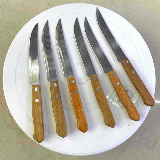 Set od 6 steak/večera noževa s drvenom drškom