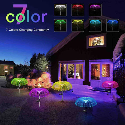 Solarne dekorativne baštenske lampe — set 2 kom (kišobran od optičkih vlakana, 7 boja)