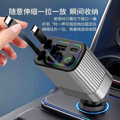 Auto punjač i FM transmitter sa ugrađenim USB-C kabelom i Bluetooth pozivima