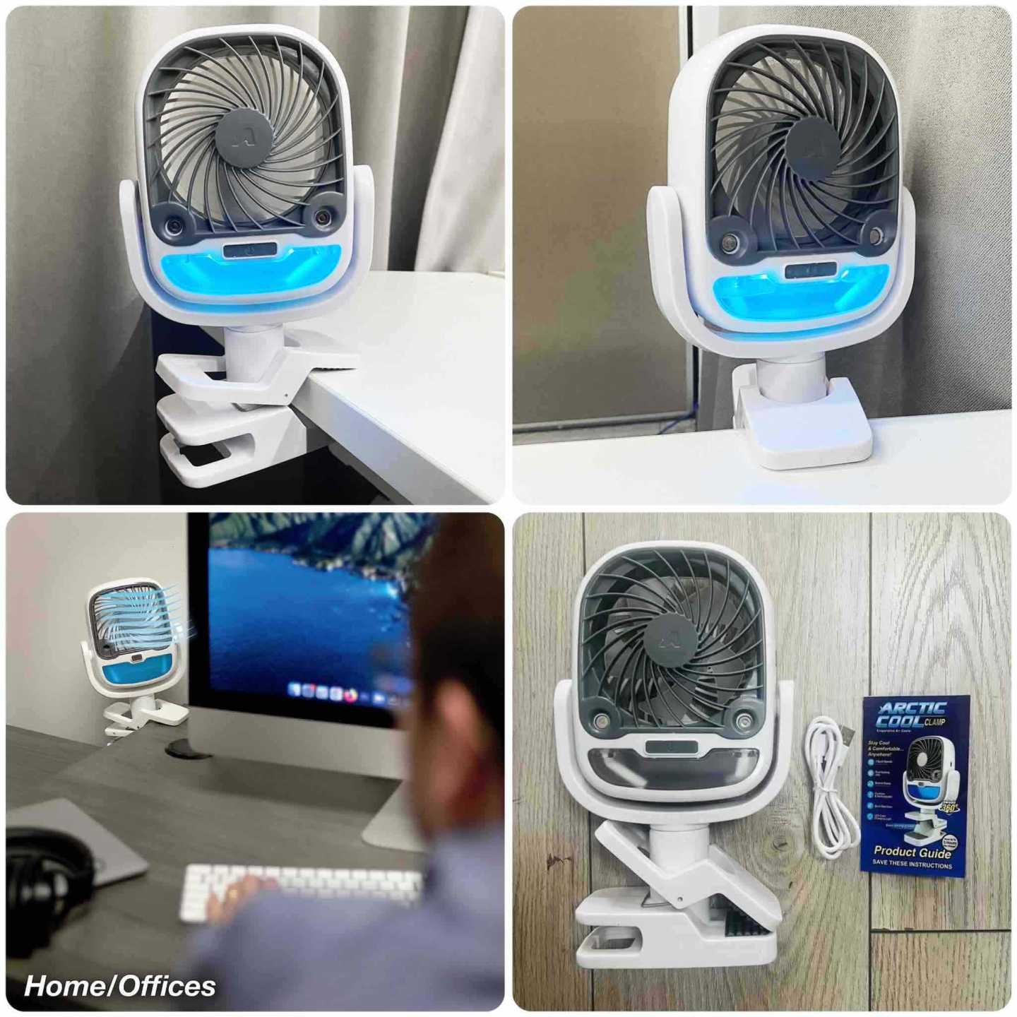 Prenosivi USB stolni ventilator sa stezaljkom i LED osvjetljenjem