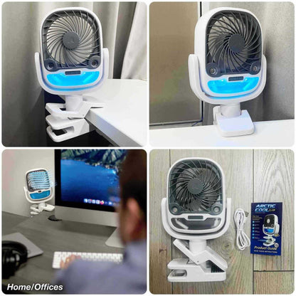 Prenosivi USB stolni ventilator sa stezaljkom i LED osvjetljenjem