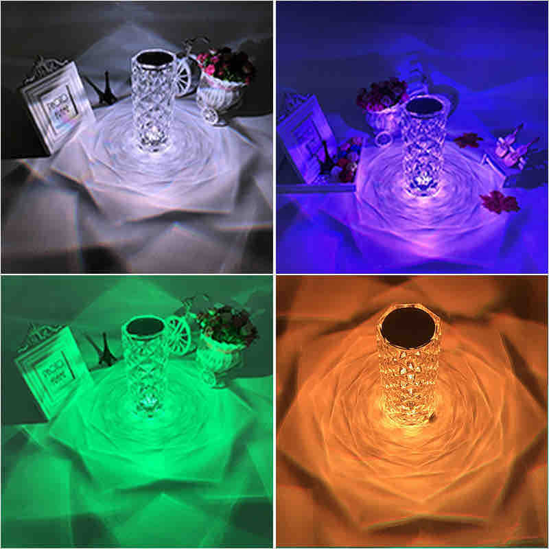 Dekorativna stolna kristalna lampa sa touch kontrolom i 16 RGB boja