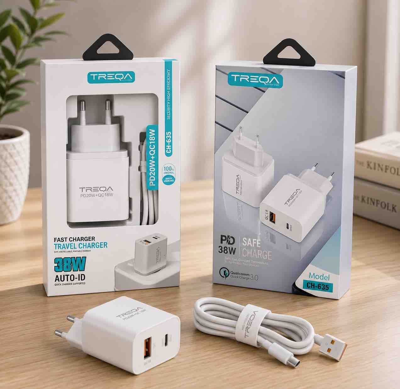 Zidni punjač 38W (PD + QC) s USB-C kabelom