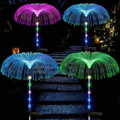 Solarne dekorativne baštenske lampe — set 2 kom (kišobran od optičkih vlakana, 7 boja)