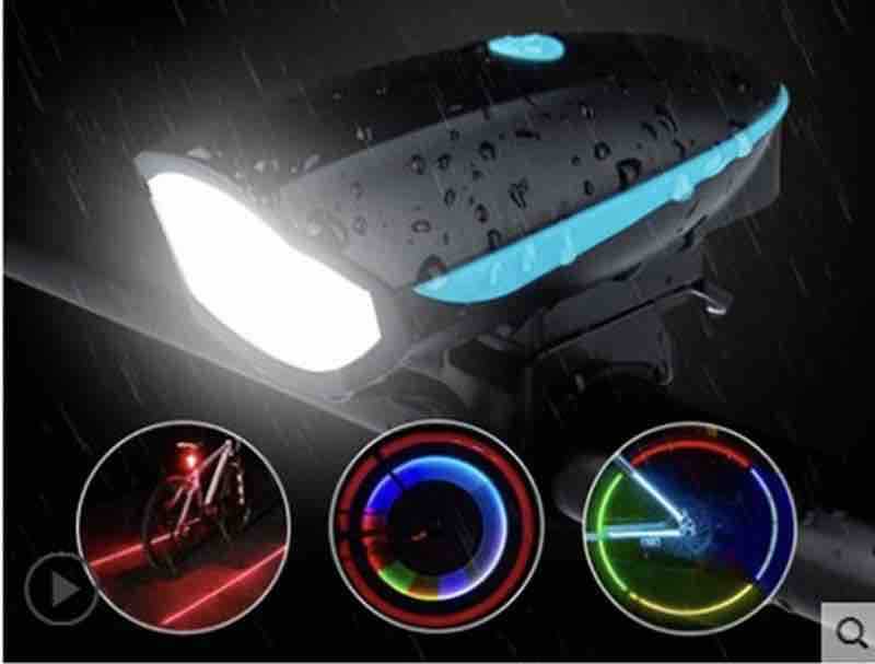 Prednja biciklistička LED lampa sa sirenom i USB punjenjem