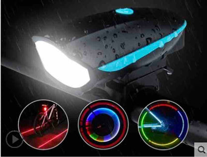 Prednja biciklistička LED lampa sa sirenom i USB punjenjem