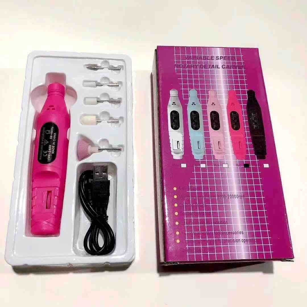 USB električna turpija za nokte - set sa nastavcima (roze)