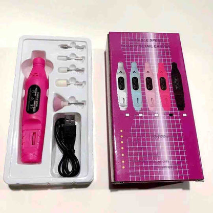 USB električna turpija za nokte - set sa nastavcima (roze)